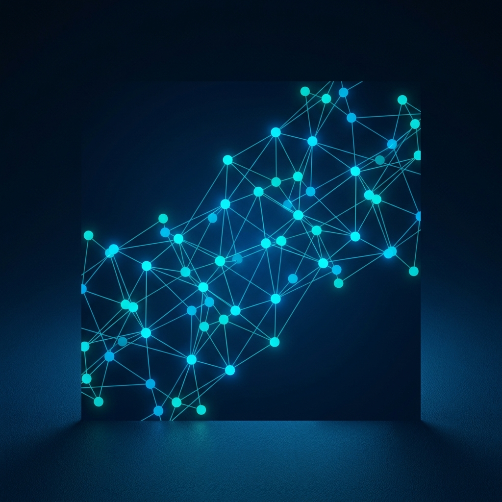 Glowing network of data nodes