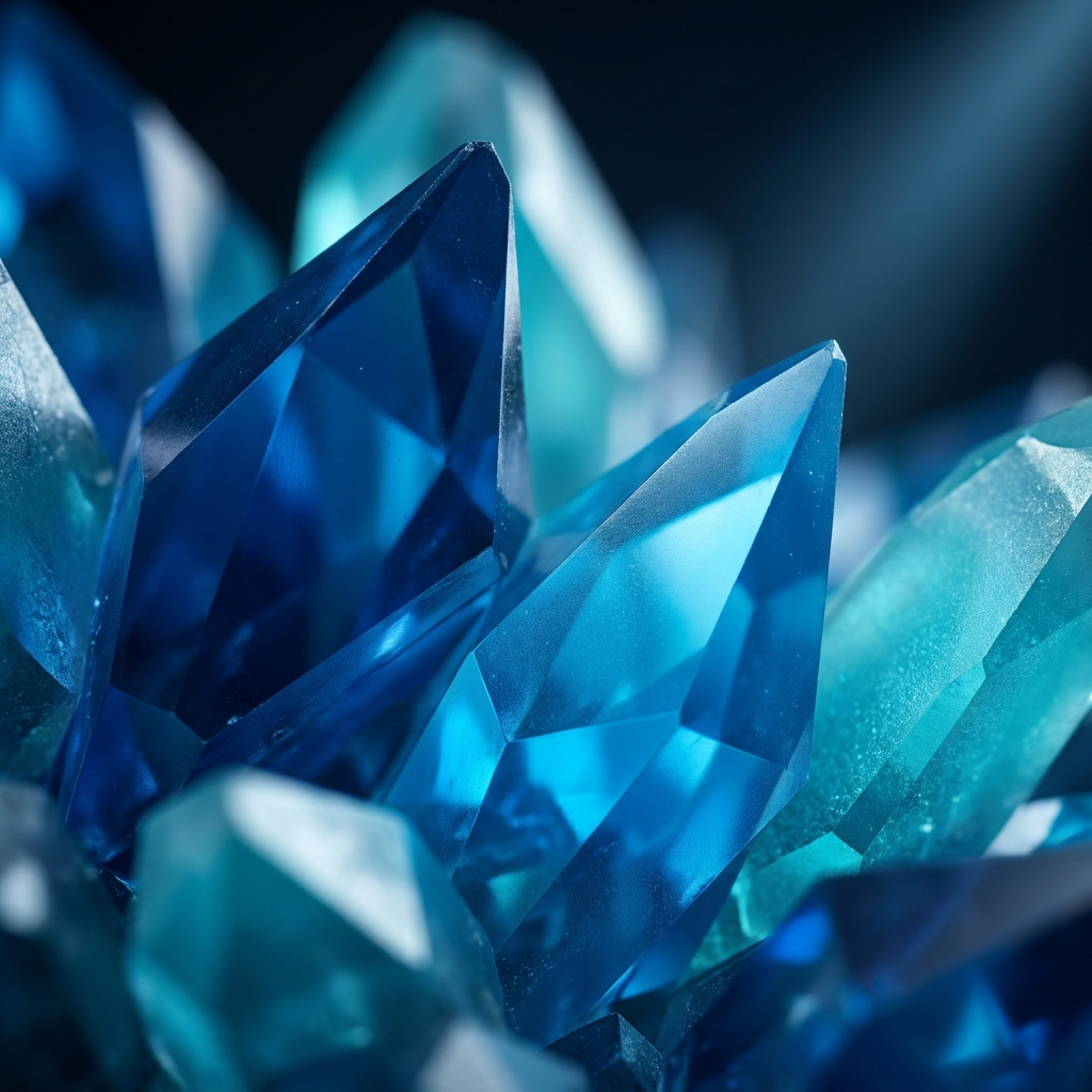 Geometric blue crystals